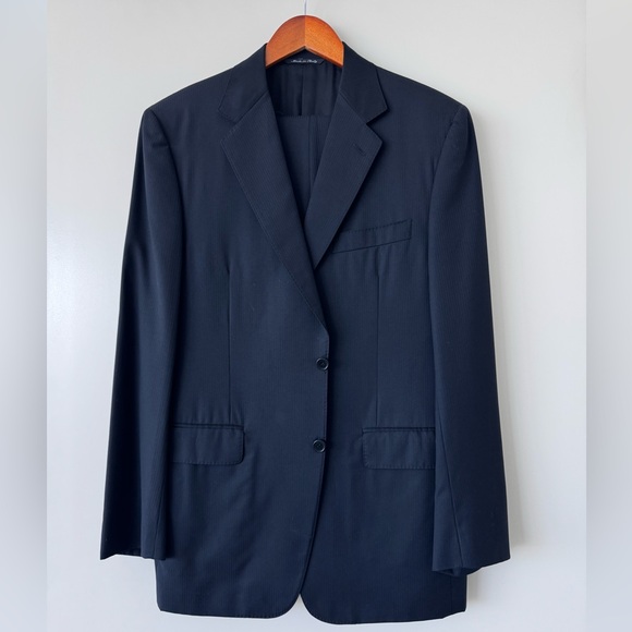 Canali 2 Piece Black Italian Suit Pure Wool